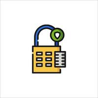 A lock icon with a key and a map vector