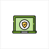 A laptop with a shield icon vector