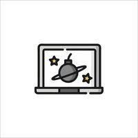 A laptop with a bomb on it and stars vector