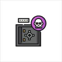 A skull and a lock icon on a white background vector