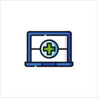 A laptop with a cross on it vector