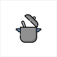 A pot with a spoon in it on a white background vector