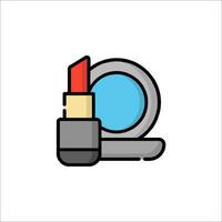 Lipstick and mirror icon illustration vector