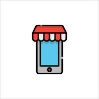 A mobile phone with a red awning on it vector