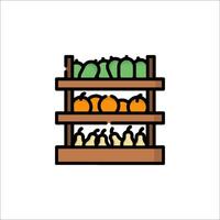 Fruit and vegetable store shelf icon illustration vector