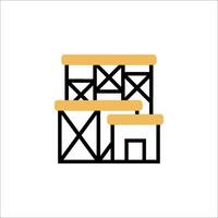 A line icon of a building with a ladder on top vector