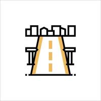 A city skyline with a road and a bridge vector