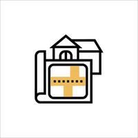 A house with a map and a phone icon vector