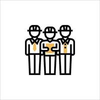 Three men in hard hats standing together with a book vector