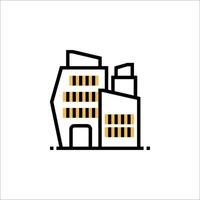 A building icon with a yellow and black outline vector