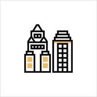 A building icon with a yellow and black color scheme vector