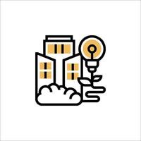 A building with a light bulb and a plant vector