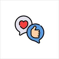 Two speech bubbles with a heart and thumbs up vector