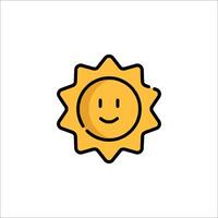 Sun icon with smiley face on white background vector
