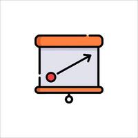 A presentation with an arrow pointing up vector