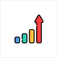 A colorful bar chart with an arrow pointing up vector