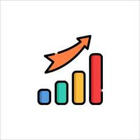 A colorful icon of a bar chart with an arrow going up vector
