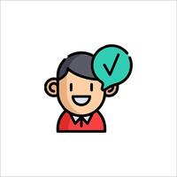 A man with a tick mark on his head vector