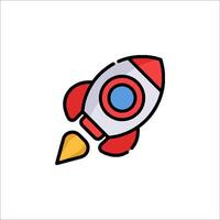 A rocket ship icon in a flat style vector