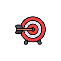 A red and black target with an arrow in it vector