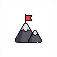 A mountain with a flag on top and a red flag vector