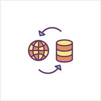 A flat icon of a server and a globe vector