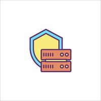 A server with a shield icon vector
