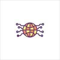 A globe with a network around it vector