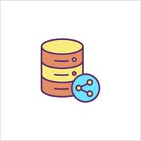 A stack of data and a button icon vector