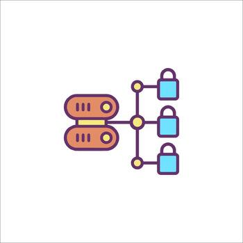 A network icon with two computers and a padlock vector