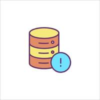 A stack of data with a red circle and an exclamation mark vector