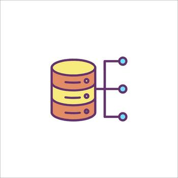 A database icon with a line drawing vector