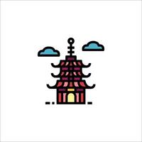 A chinese pagoda icon in a line style vector