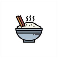 Rice bowl with chopsticks and rice in it vector