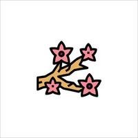 A pink flower and a branch with stars on it vector
