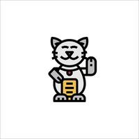A cat with a yellow ribbon in its mouth vector