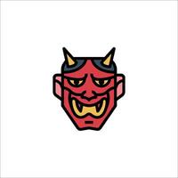 A red devil head with horns on it vector