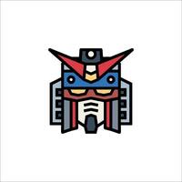 A cartoon robot head with a red, blue and white design vector
