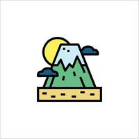 A mountain with clouds and sun on it vector