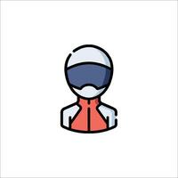 A person in a helmet icon vector
