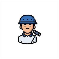 A man in a hard hat holding a hammer vector
