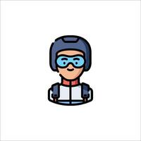 A man in a helmet and goggles icon vector
