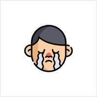 A crying man icon with a red nose vector