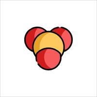 A red and yellow heart shaped molecule vector