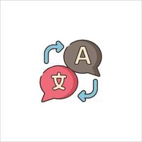 Two speech bubbles with the word a and a arrow pointing to it vector