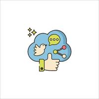 A hand holding a cloud with a bird and a speech bubble vector