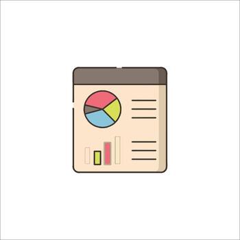 A flat icon of a document with a pie chart vector