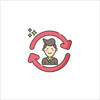 A man with a red arrow in the middle of a circle vector
