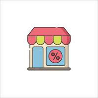 A small store with a percentage sign on the front vector