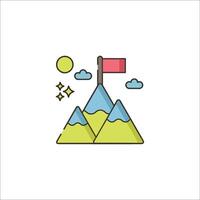 The mountain with flag and clouds vector
